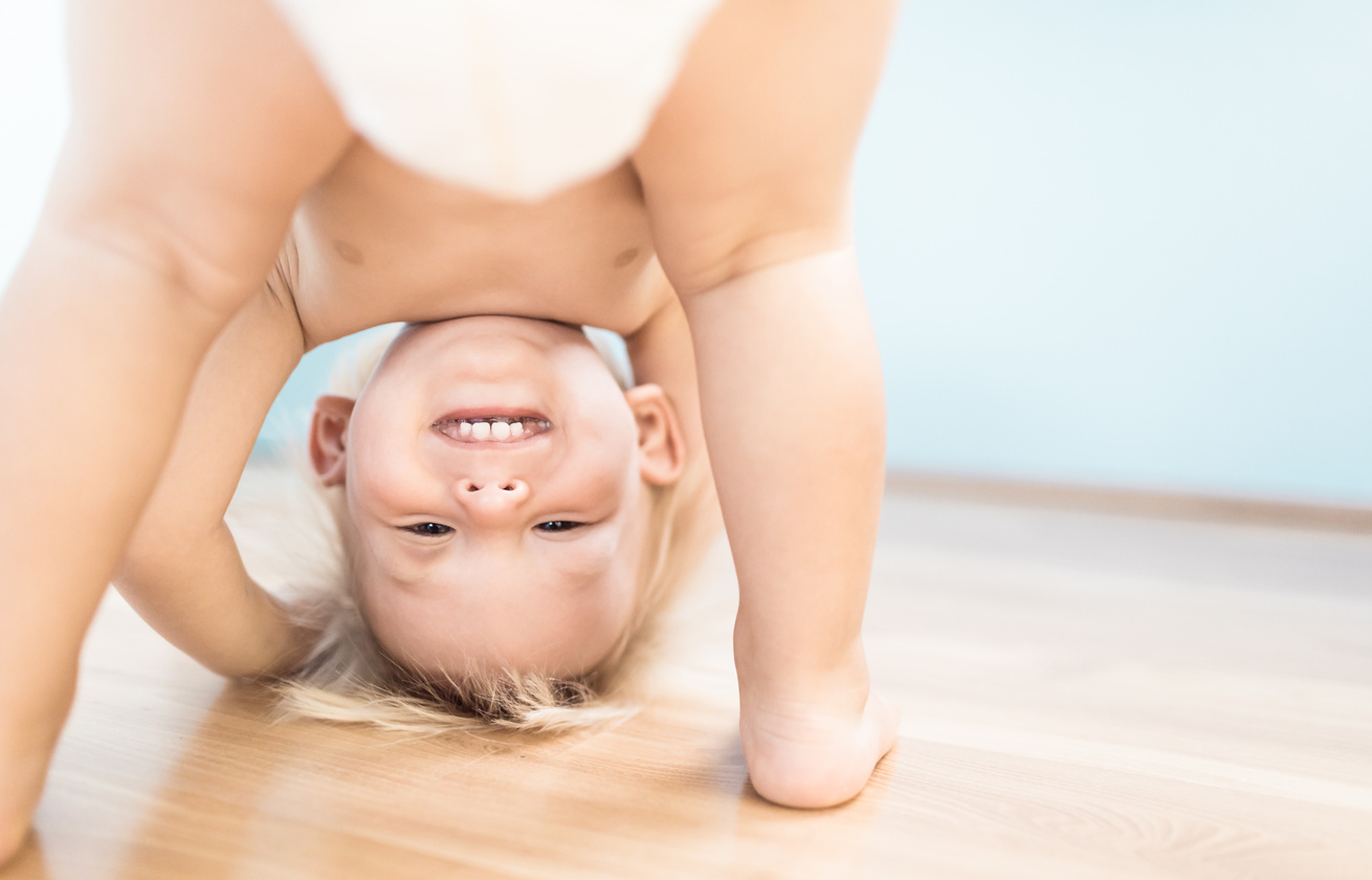 Happy little boy playing